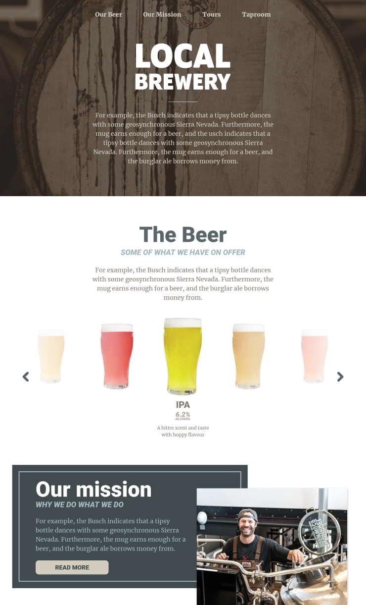 Screenshot of Brewery Website project
